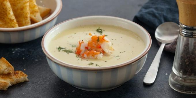 Sup krim keju dengan udang