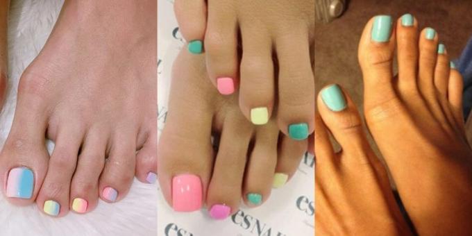 pedicure trendi 2018: Pastel dalam segala manifestasinya