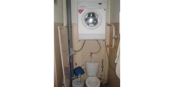 cara menempatkan mesin cuci di toilet