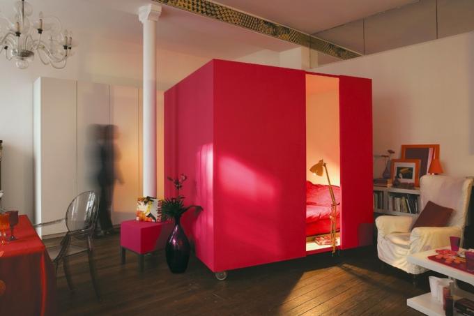 Desain apartemen studio: kamar tidur-kubus