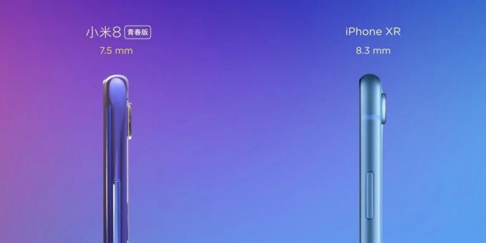 Xiaomi Mi 8 Lite: ketebalan