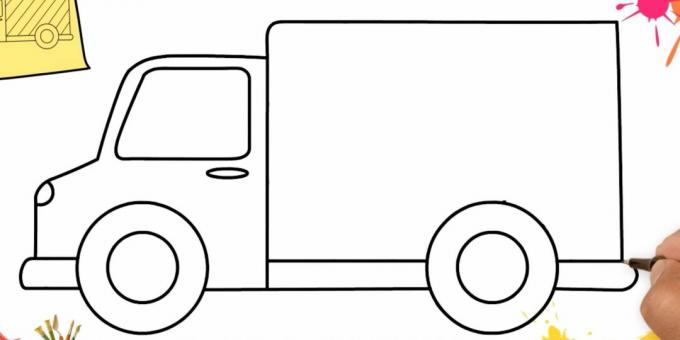 Cara menggambar truk: selesaikan tubuh