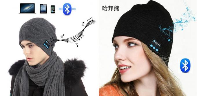 Produk untuk musim dingin: topi dengan Bluetooth headset-