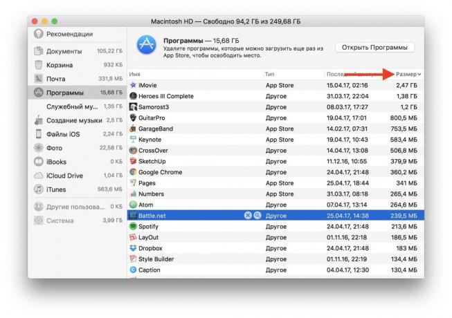 bagaimana ruang bebas pada Mac: program