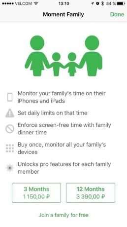 Momen untuk iOS: akses keluarga