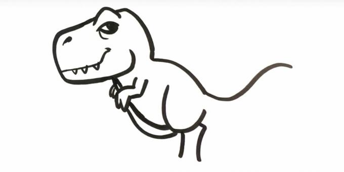 Cara menggambar tyrannosaurus: tambahkan perut dan bagian kakinya