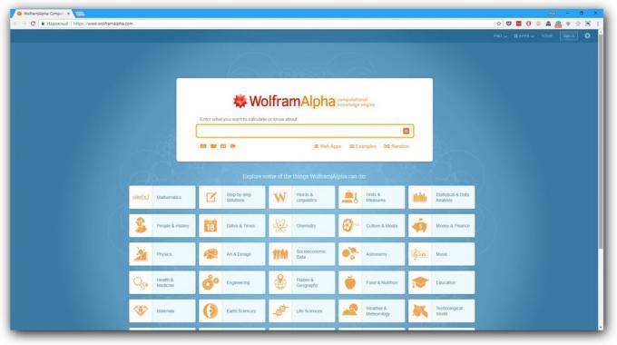 Kebanyakan mesin pencari: Wolfram | alfa