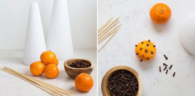Bagaimana untuk menghias meja untuk malam tahun baru: pohon jeruk keprok