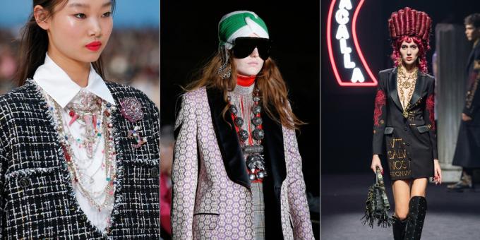 Fashion Accessories 2019: manik-manik, liontin dan liontin di beberapa tingkatan