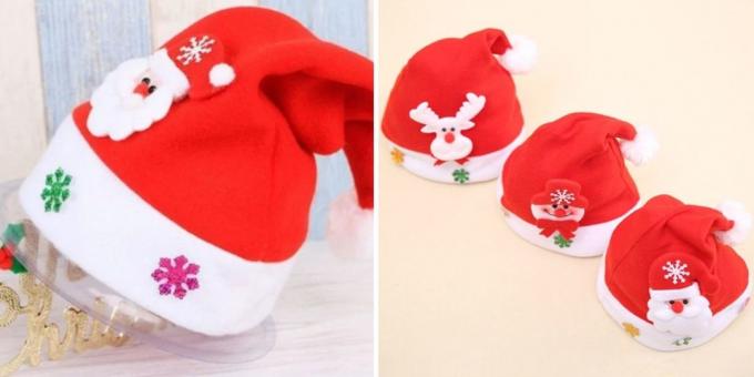 Produk dengan AliExpress untuk membuat suasana Tahun Baru: Cap dari Santa Claus