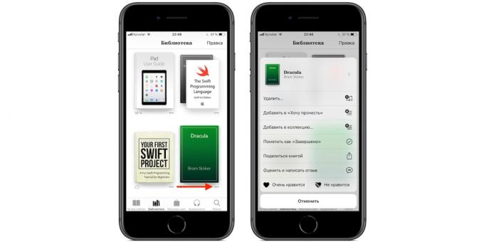 iBooks pada iPhone dan iPad: menu diperpanjang