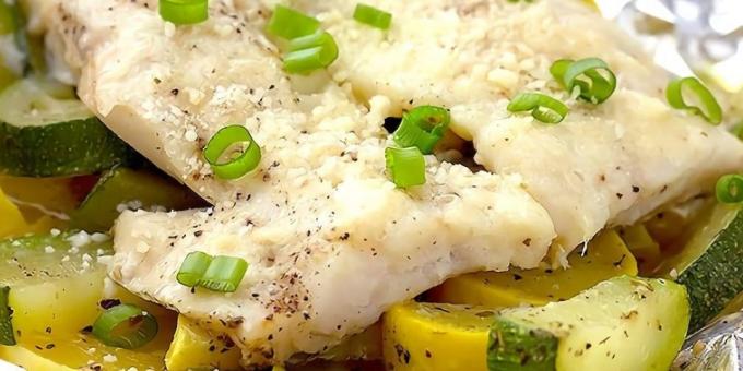 Resep: Alaska pollock dalam oven dengan zucchini