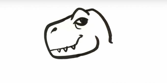Cara menggambar dinosaurus: selesaikan kepalanya