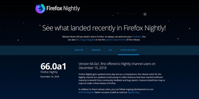 Versi Firefox: Firefox Nightly