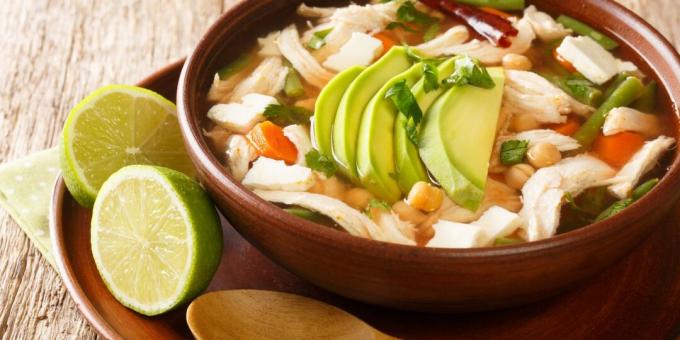 Sup Meksiko dengan buncis dan ayam