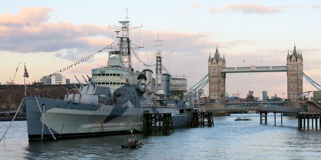atraksi London: kapal penjelajah "Belfast"