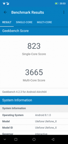 Sekilas smartphone Ulefone X: GeekBench