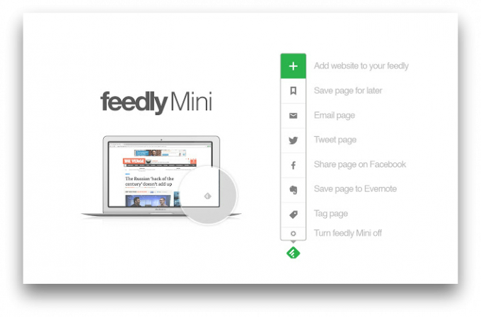 Feedly Mini - ekstensi Chrome untuk penggunaan yang mudah Feedly