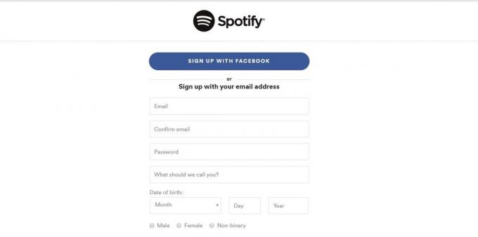 Cara mendaftar untuk Spotify melalui Facebook