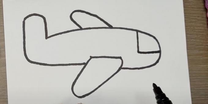 Cara menggambar pesawat: gambarkan ekor dan sayap kedua