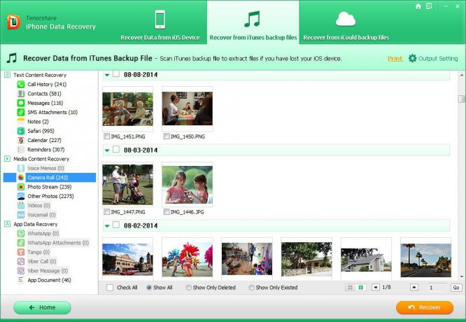 Tenorshare iPhone Data Recovery: Menunjukkan file yang dipilih