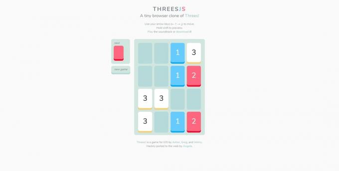 Permainan puzzle online gratis: Threes JS