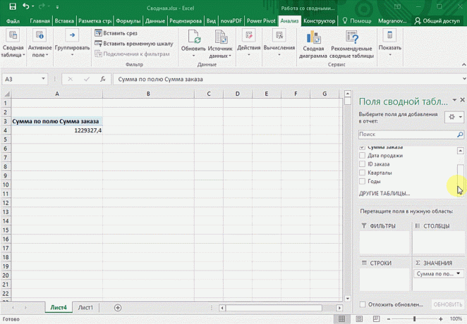 Ringkasan tabel di Microsoft Excel
