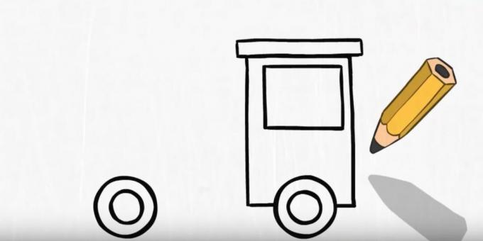 Cara menggambar truk pemadam kebakaran: tambahkan jendela dan atap