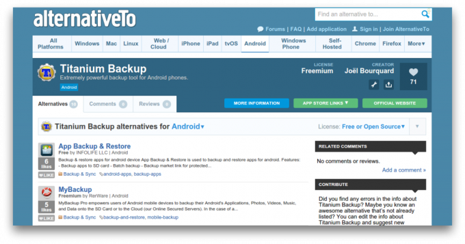 alternativeto.net - aplikasi untuk android gratis