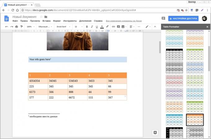 Google Docs add-ons: Tabel Formatter