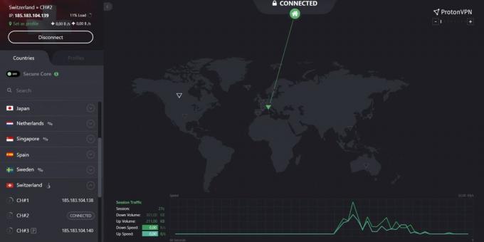 ProtonVPN: Antarmuka