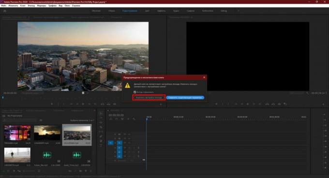 Adobe Premiere Pro: Klik Ubah Pengaturan Urutan