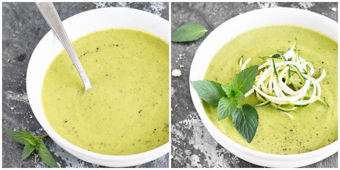 Krim zucchini dengan alpukat dan mint