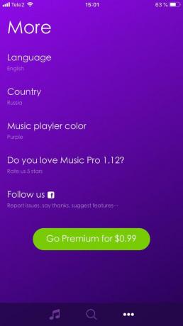 The Music Pro pengaturan aplikasi yang dapat mengubah warna