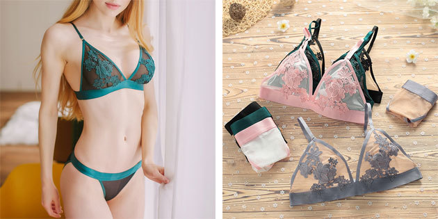 Sexy Lingerie: Set segitiga bra dan celana dalam thong