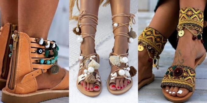 Boho style: memakai sepatu datar etnis