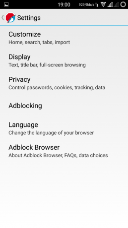 Pengaturan browser AdBlock