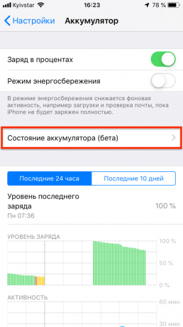 Bagaimana memeriksa iPhone: Status Baterai