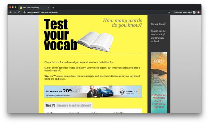 Menguji Anda kosakata Testyourvocab.com