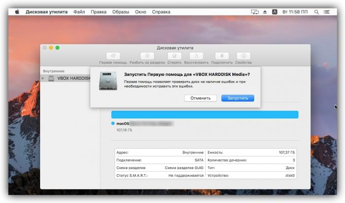 Bagaimana cara menghapus file di MacOS: menjalankan "Disk Utility"