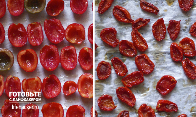 Cara membuat tomat yang dijemur di rumah: masukkan tomat ke dalam oven