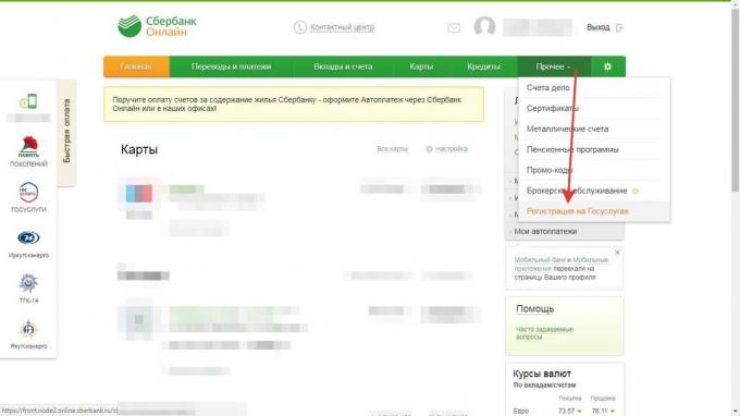 Pendaftaran pada pelayanan publik dengan cara "Sberbank online"