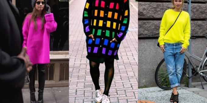 sweater modis dan cardigan, 2018-2019: neon halus