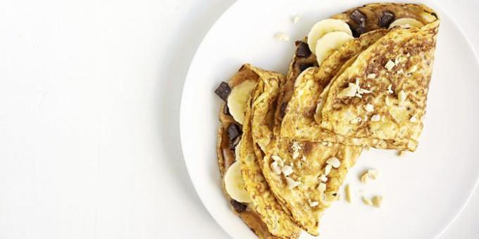 Topping untuk pancake: dengan selai kacang dan pisang