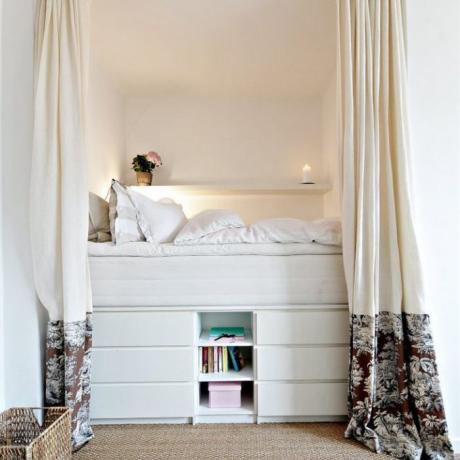 Desain apartemen kecil: tidur-dresser