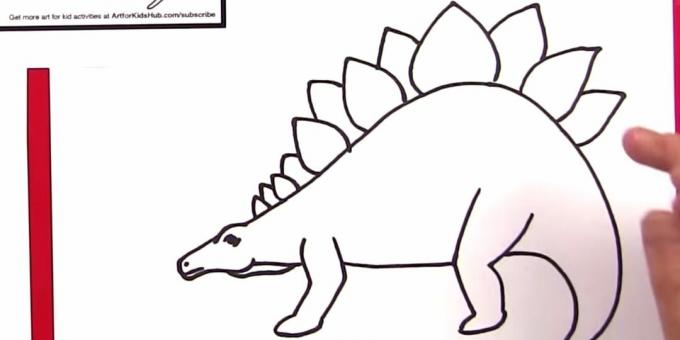 Cara menggambar Stegosaurus: tambahkan kaki dan piring