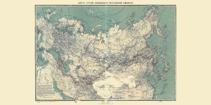 Sejarah Kekaisaran Rusia: Peta Kereta Api di Rusia pada tahun 1916. 