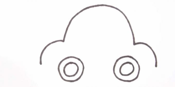Cara menggambar mobil: gambarkan rodanya