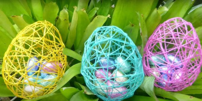 Kerajinan DIY untuk Paskah: telur dari utas
