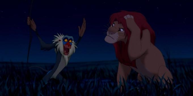 Kartun "The Lion King": Rafiki bertindak dalam peran bijak eksentrik yang memberi pemahaman kepada pahlawan muda